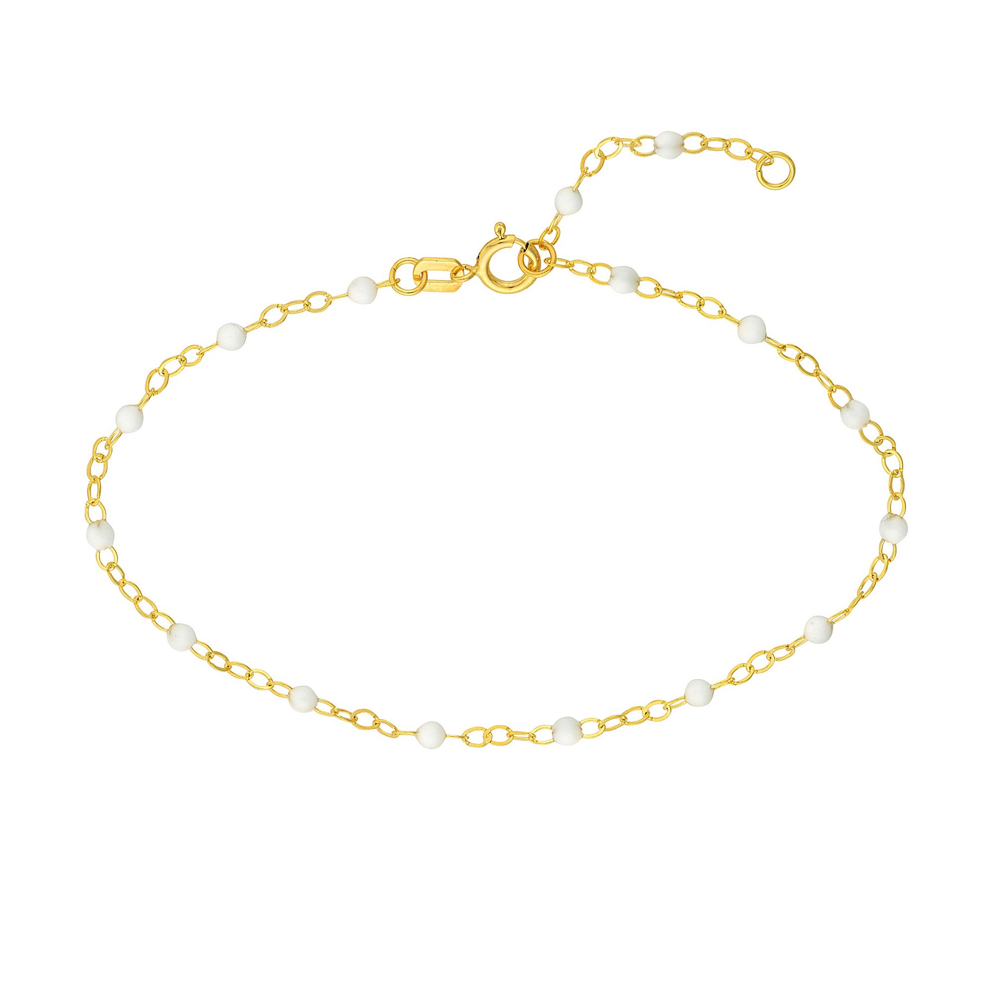 Color Romance 14k Gold Colored Enamel Bead Adjustable Anklet, Womens, Siz