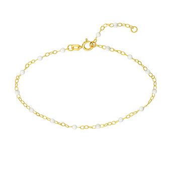Color Romance 14k Gold Colored Enamel Bead Adjustable Anklet