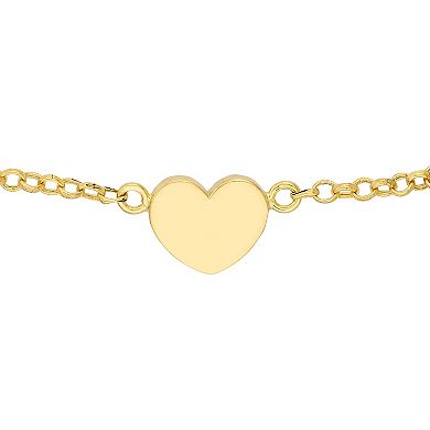 14k Gold Heart Adjustable Rolo Chain Anklet