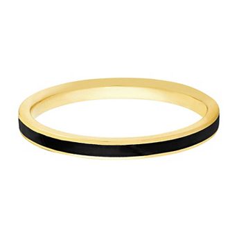 Color Romance 14k Gold 2 mm Enamel Stripe Band Ring