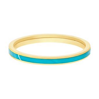 Color Romance 14k Gold 2 mm Enamel Stripe Band Ring
