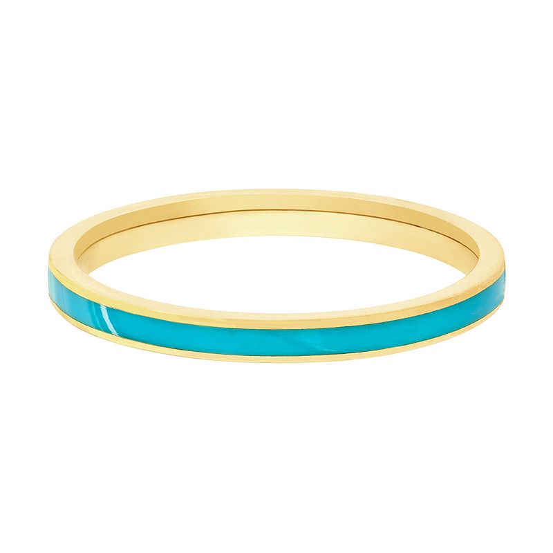 Color Romance 14k Gold 2 mm Enamel Stripe Band Ring, Womens, Size: 6