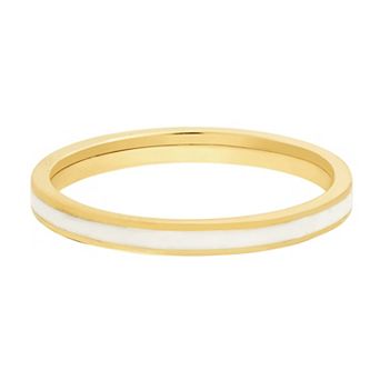 Color Romance 14k Gold 2 mm Enamel Stripe Band Ring