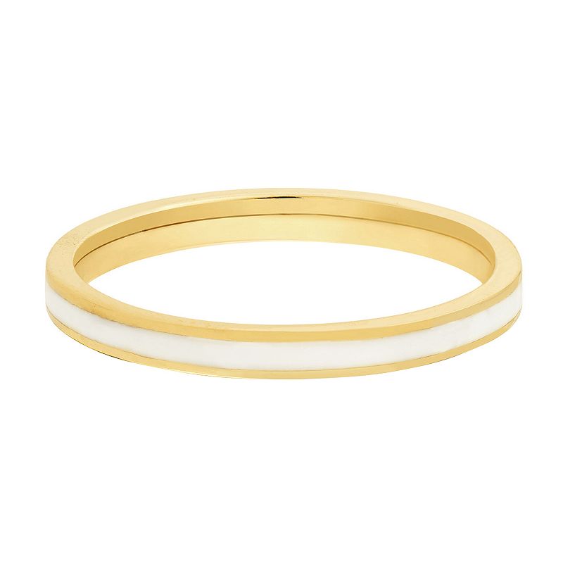 Color Romance 14k Gold 2 mm Enamel Stripe Band Ring, Womens, Size: 6, Yell