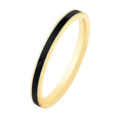 Color Romance 14k Gold 2 mm Enamel Stripe Band Ring