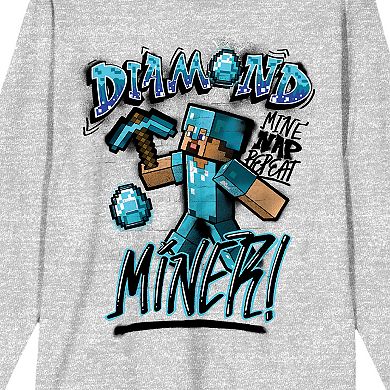 Men's Minecraft Diamond Miner Long Sleeve Tee