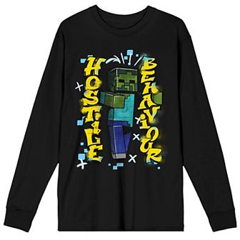 Men's Minecraft Hostile Behavior Long Sleeve Tee