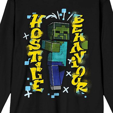 Men's Minecraft Hostile Behavior Long Sleeve Tee