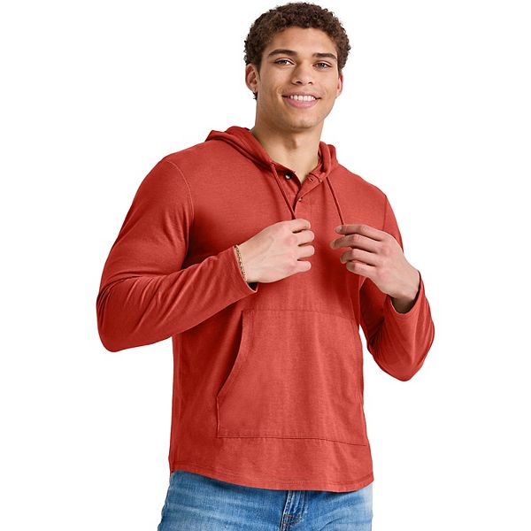 Hanes Men's Originals Tri-blend Jersey Hoodie, T-Shirt Hoodie with Henley  Collar at  Men’s Clothing store