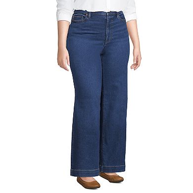 Plus Size Lands' End High-Rise Wide Leg Jeans