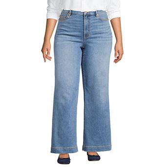 Plus Size Lands' End High-Rise Wide Leg Jeans