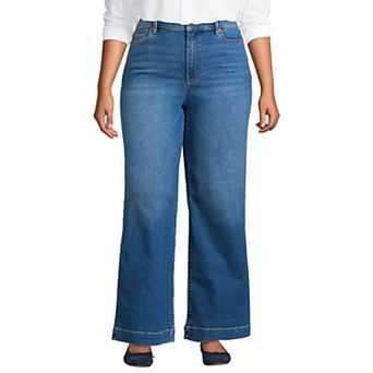 Plus Size Lands' End High-Rise Wide Leg Jeans
