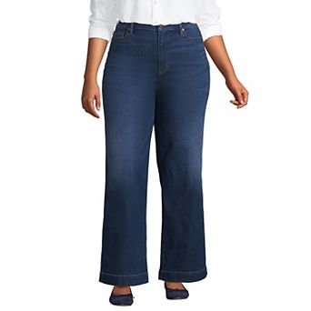 Plus Size Lands' End High-Rise Wide Leg Jeans