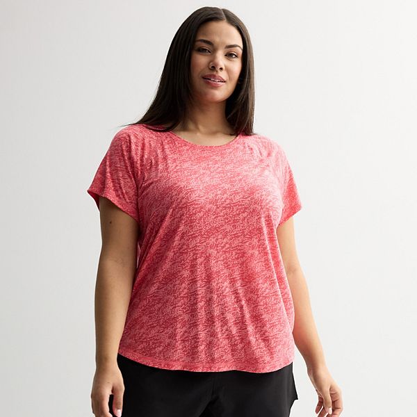 Plus Size Tek Gear® Core Raglan Tee - Coral Burnout (1X)