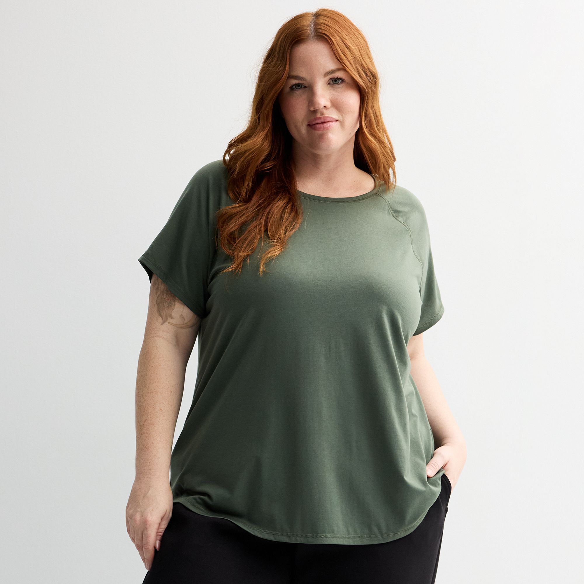 Plus Size Tek Gear® Core Raglan Tee, Womens, Size: 1XL, Esta Green