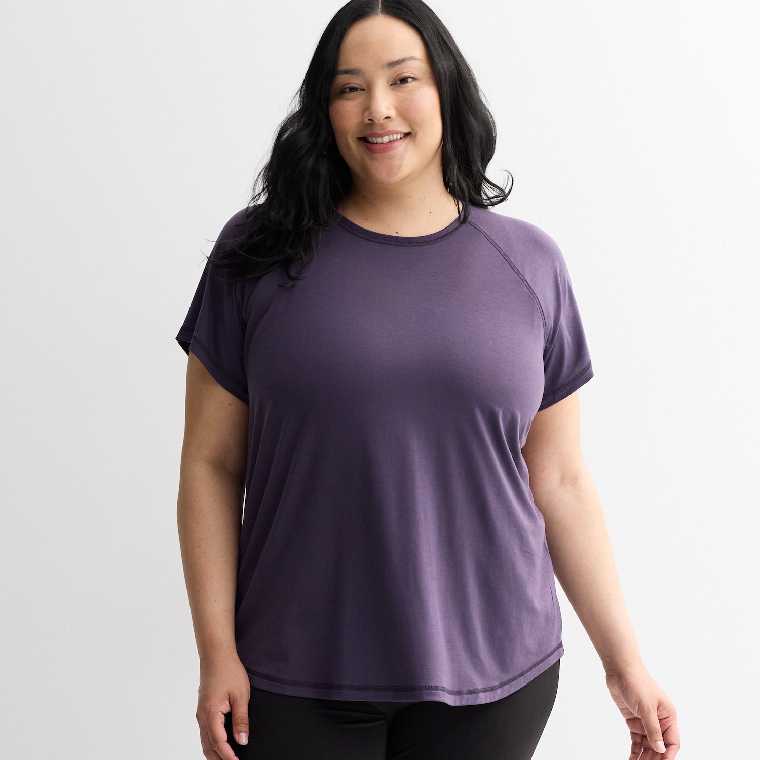 thumbnail image 2 of Women's Plus Size Peasant Shirt - Lavender Purple 100% Cotton Blouse - Relaxed Fit 3/4 Flared Sleeves - Size 0X 2 of 12