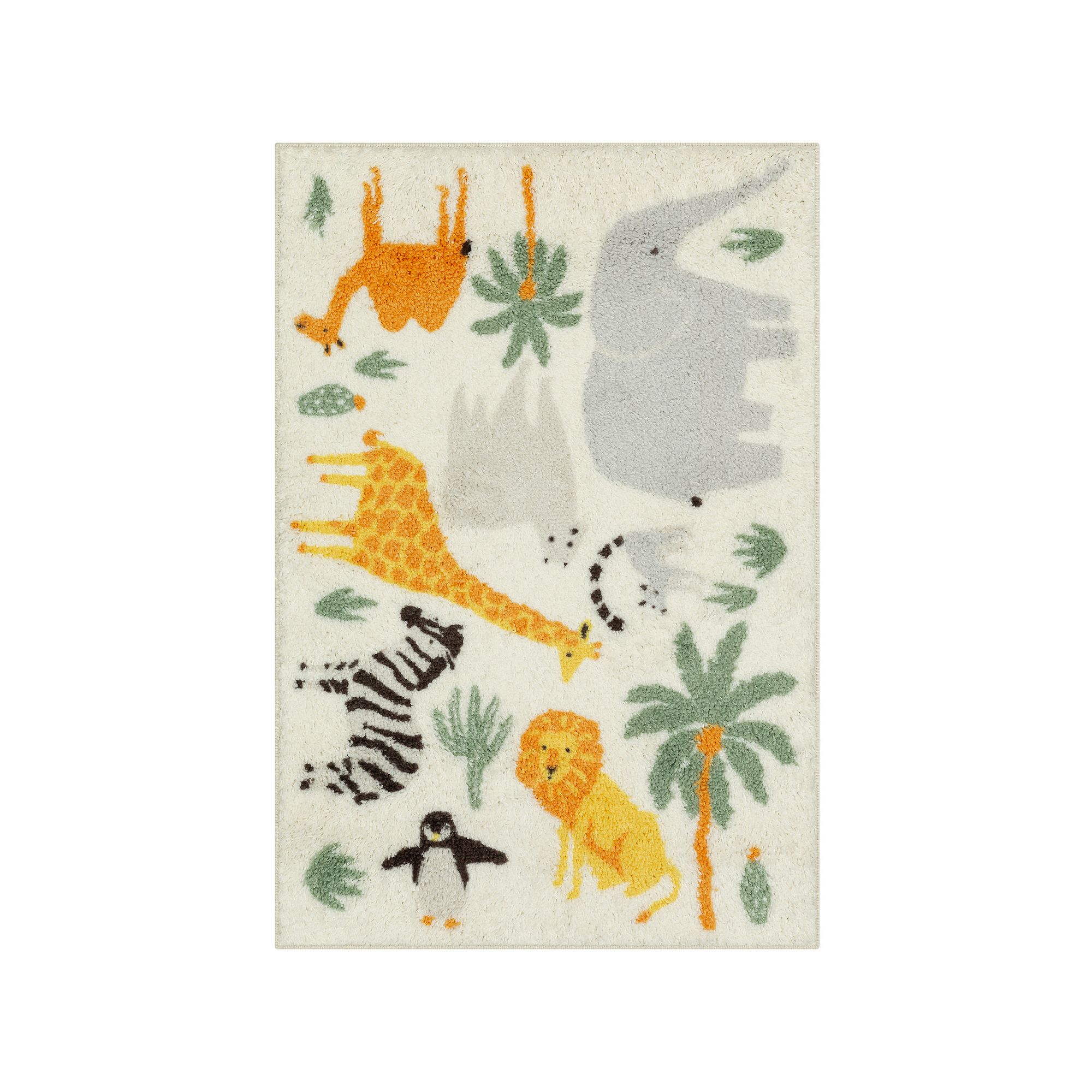 The Big One Kids™ Rug Jungle Animals Nursery Playroom or Bedroom Washable
