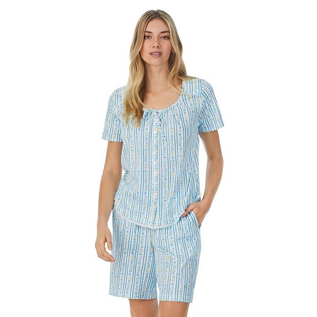 Women's Carole Hochman Cotton Short Sleeve Top & Bermuda Shorts Pajama Set