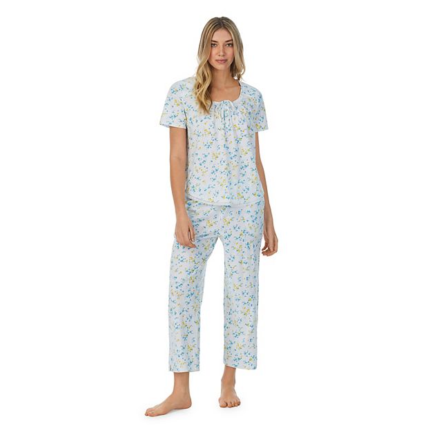 Carole Hochman Women's 4 Piece Pajama Set - Tank Top, Short Sleeve Top,  Short, and Capri Pant