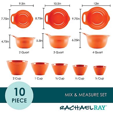 Rachael Ray Mix & Measure 10-pc. Mixing Bowl Measuring Cup & Utensil Set