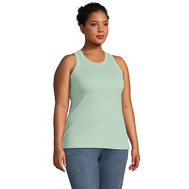 Plus Size Lands' End Ribbed Crewneck Tank Top