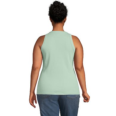 Plus Size Lands' End Ribbed Crewneck Tank Top