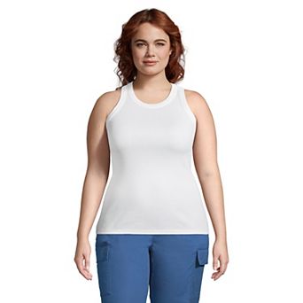 Plus Size Lands' End Ribbed Crewneck Tank Top