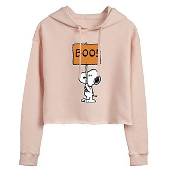 Juniors' Peanuts Snoopy "Boo" Sign Cropped Graphic Hoodie