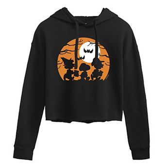 Juniors' Peanuts Trick Or Treat Silhouette Cropped Graphic Hoodie