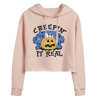 Juniors' Peanuts Snoopy "Creepin It Real" Cropped Graphic Hoodie