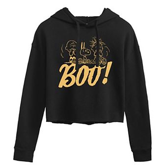 Juniors' Peanuts "Boo!" Halloween Cropped Graphic Hoodie