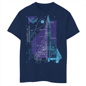 Disney / Pixar's Lightyear Boys 8-20 Property Of Star Command Ship Schematic Graphic Tee
