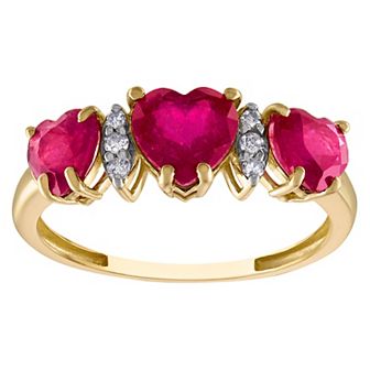 Tiara 10k Gold Ruby & Diamond Accent Ring
