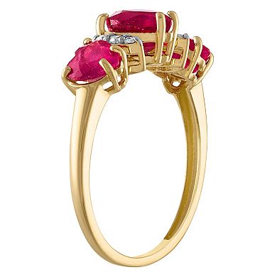 Tiara 10k Gold Ruby & Diamond Accent Ring