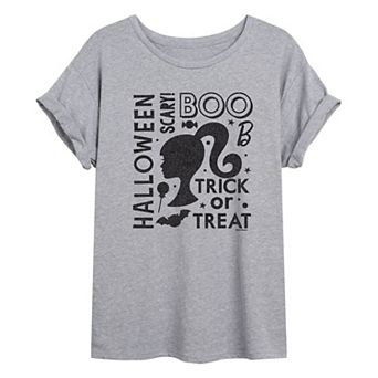 Juniors' Barbie Halloween Words Oversized Graphic Tee