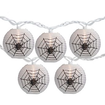 Northlight 10-Light Black Spider in Web Paper Lantern Halloween String Lights