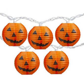 Northlight 10-Light Orange Jack-O-Lantern Paper Lantern Halloween String Lights