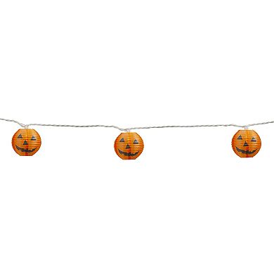 Northlight 10-Light Orange Jack-O-Lantern Paper Lantern Halloween String Lights