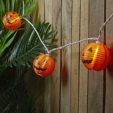 Northlight 10-Light Orange Jack-O-Lantern Paper Lantern Halloween String Lights