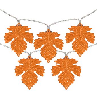 Northlight 10-Light Orange LED Maple Leaves Fall Fairy String Lights