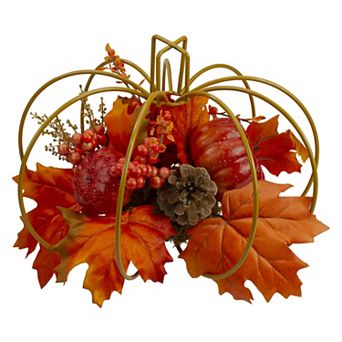 Northlight Autumn Harvest Maple Leaf & Berry Pumpkin Table Decor