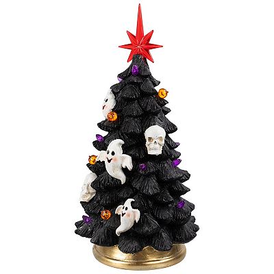 Northlight Black LED Lighted Skull & Ghost Halloween Tree Table Decor