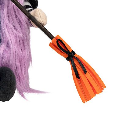 Northlight Black & Purple Halloween Gnome Witch & Broom Floor Decor
