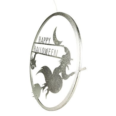 Northlight Silver Flying Witch Happy Halloween Wall Sign