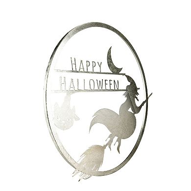 Northlight Silver Flying Witch Happy Halloween Wall Sign