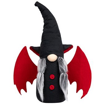 Northlight Black & Red Halloween Gnome & Bat Wings Floor Decor