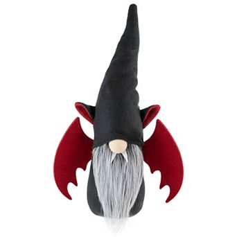 Northlight Black & Red Bearded Halloween Gnome & Bat Wings Floor Decor