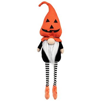 Northlight Halloween Jack-O-Lantern Striped Dangling Legs Gnome Floor Decor