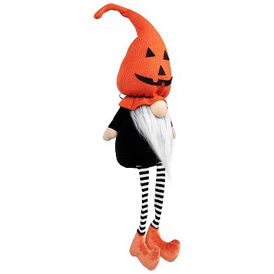 Northlight Halloween Jack-O-Lantern Striped Dangling Legs Gnome Floor Decor