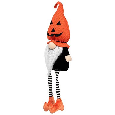 Northlight Halloween Jack-O-Lantern Striped Dangling Legs Gnome Floor Decor